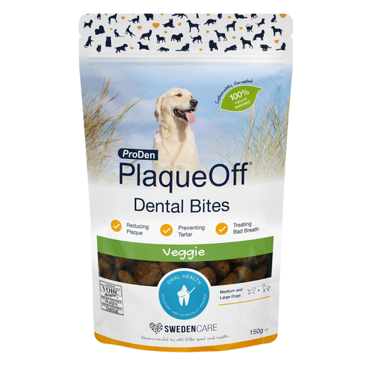 ProDen PlaqueOff Dental Bites for Dogs Tartar & Bad Breath Remover 100% Natural Teeth Cleaner and Tartar Remover - Improve Overall Oral Health - 150g