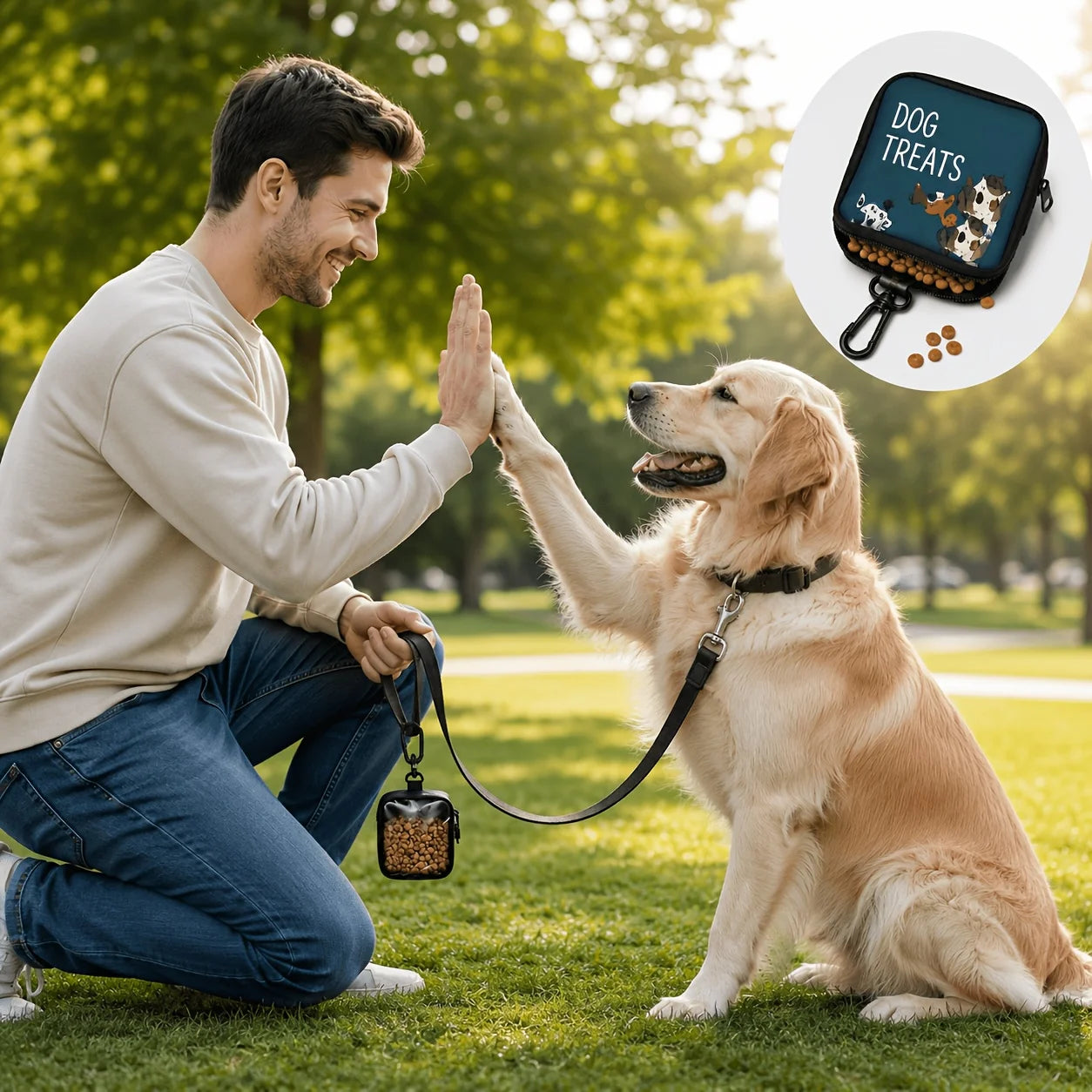 Portable Dog Snack Bag with Transparent Window and Zipper - Clip-on Training Snack Bag for Walking, Outdoors, and Daily Rewards