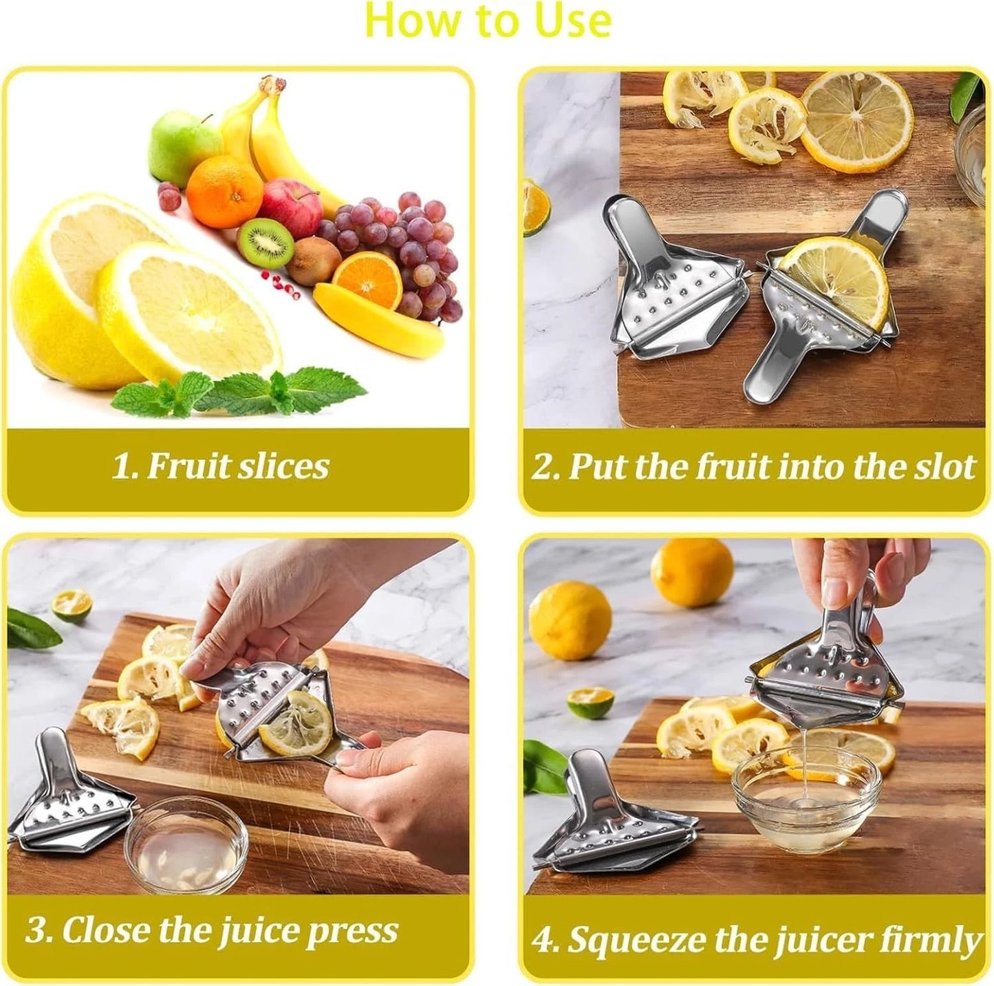 Prima Stainless Steel Lemon Lime Squeezer | Manual Citrus Juicer Kitchen Tool