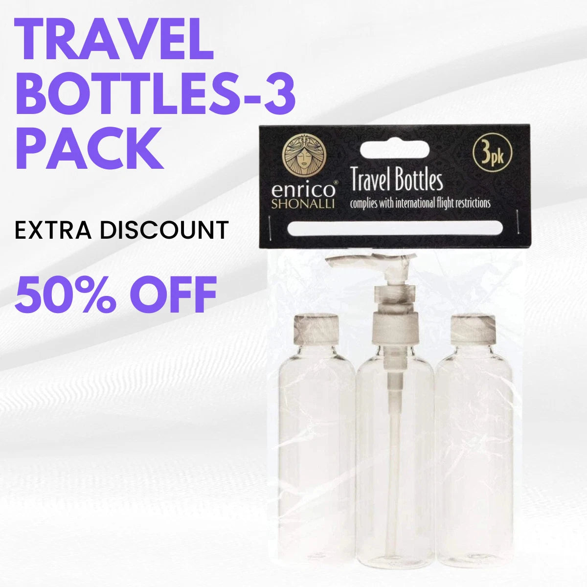 New-Enrico Shonalli Travel Bottles-3 Pack-UK