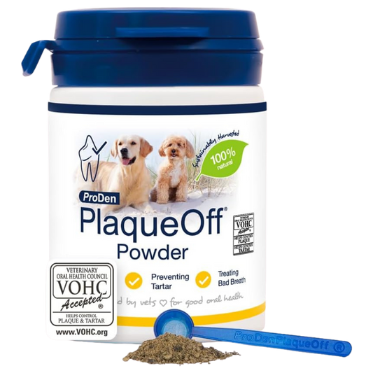ProDen PlaqueOff Powder for Dogs & Cats, Tartar & Bad Breath Remover 100% Natural Teeth Cleaner and Plaque Remover 60 g