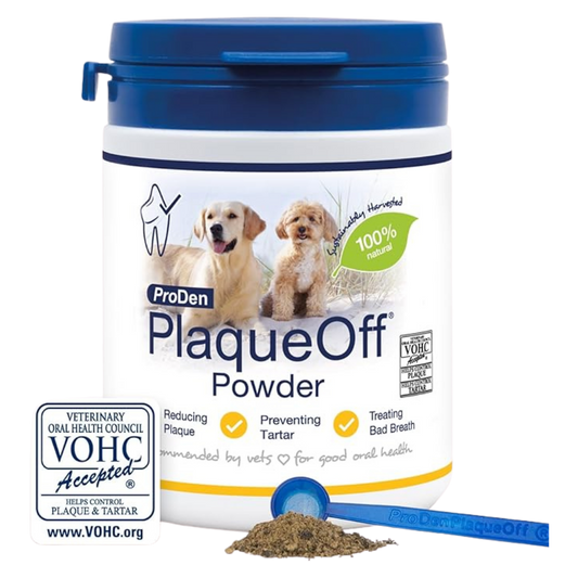 ProDen PlaqueOff Powder for Dogs & Cats, Tartar & Bad Breath Remover with 100% Natural Teeth Plaque Remover 180 g