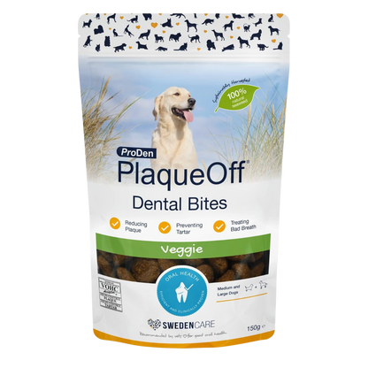 ProDen PlaqueOff Dental Bites for Dogs Tartar & Bad Breath Remover 100% Natural Teeth Cleaner and Tartar Remover - Improve Overall Oral Health - 150g