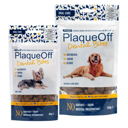 ProDen PlaqueOff Dental Bites for Dogs Tartar & Bad Breath Remover 100% Natural Teeth Cleaner and Tartar Remover - Improve Overall Oral Health - 150g