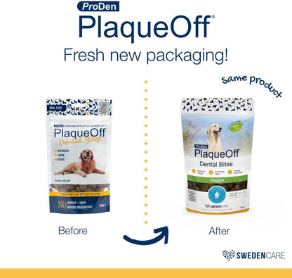 ProDen PlaqueOff Dental Bites for Dogs Tartar & Bad Breath Remover 100% Natural Teeth Cleaner and Tartar Remover - Improve Overall Oral Health - 150g