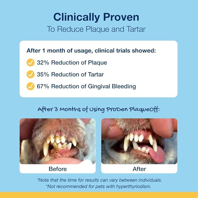 ProDen PlaqueOff Powder for Dogs & Cats, Tartar & Bad Breath Remover with 100% Natural Teeth Plaque Remover 180 g