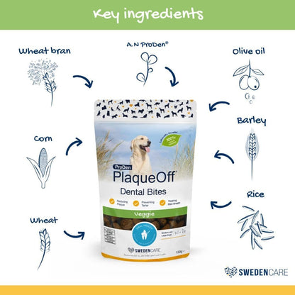 ProDen PlaqueOff Dental Bites for Dogs Tartar & Bad Breath Remover 100% Natural Teeth Cleaner and Tartar Remover - Improve Overall Oral Health - 150g