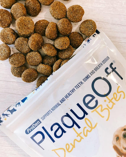 ProDen PlaqueOff Dental Bites for Dogs Tartar & Bad Breath Remover 100% Natural Teeth Cleaner and Tartar Remover - Improve Overall Oral Health - 150g