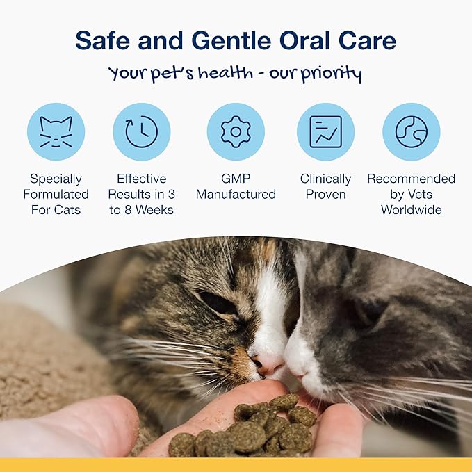 ProDen PlaqueOff Dental Bites for Cats Tartar & Bad Breath Remover 100% Natural Teeth Cleaner and - Improve Overall Oral Health - Salmon Flavor 60g