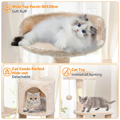 Cat Tree Multi-Level Tower Condo Scratching Post Kitten Toy Cozy Condo Climb Furniture Climbing Tower Activity Centre for Cats