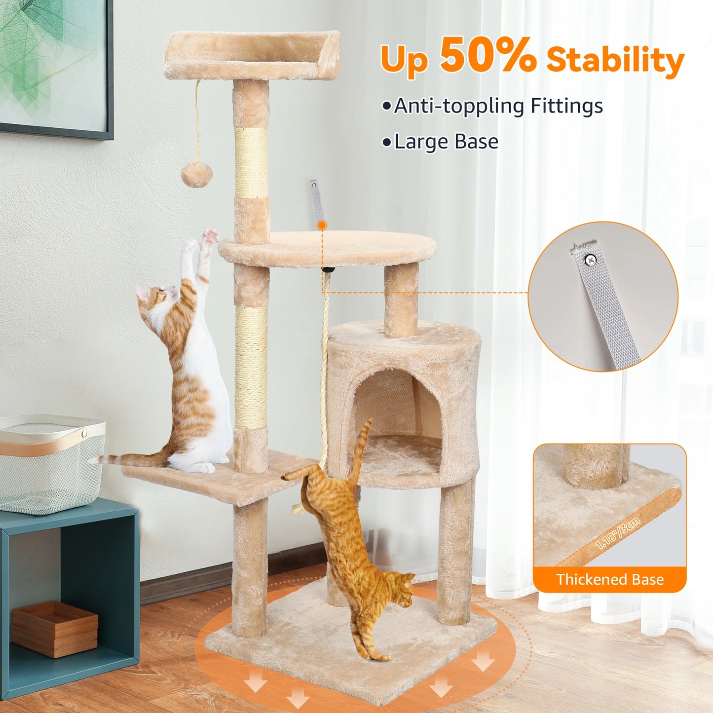 Cat Tree Multi-Level Tower Condo Scratching Post Kitten Toy Cozy Condo Climb Furniture Climbing Tower Activity Centre for Cats