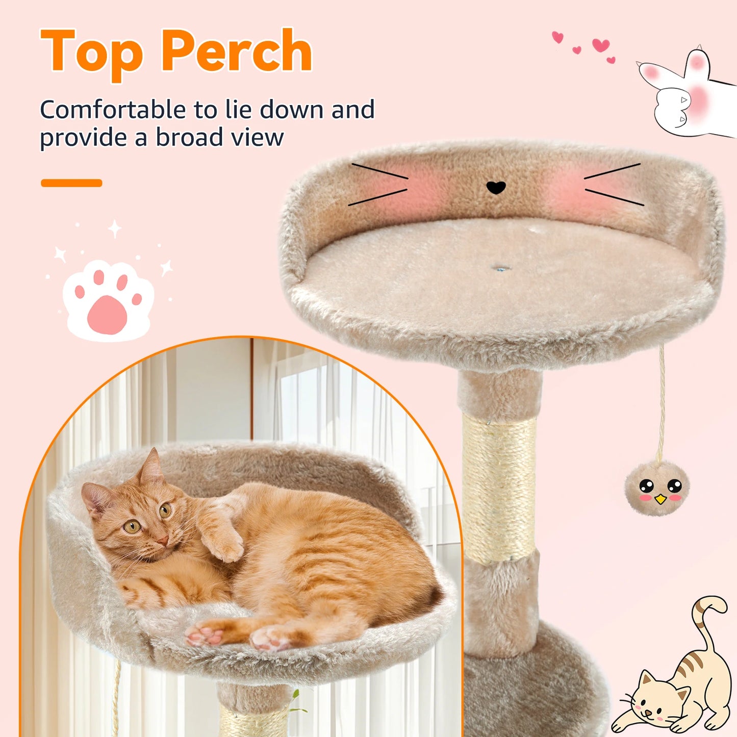 Cat Tree Multi-Level Tower Condo Scratching Post Kitten Toy Cozy Condo Climb Furniture Climbing Tower Activity Centre for Cats