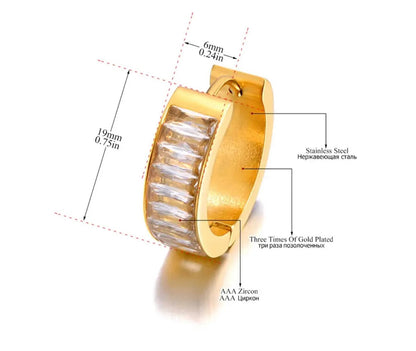 Gold Baguette Zirconia Hoops