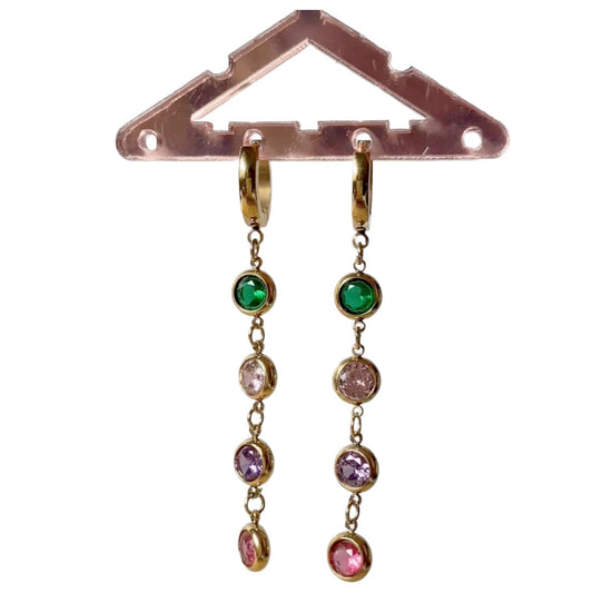 Multi Zircon Tassel Drop Earrings