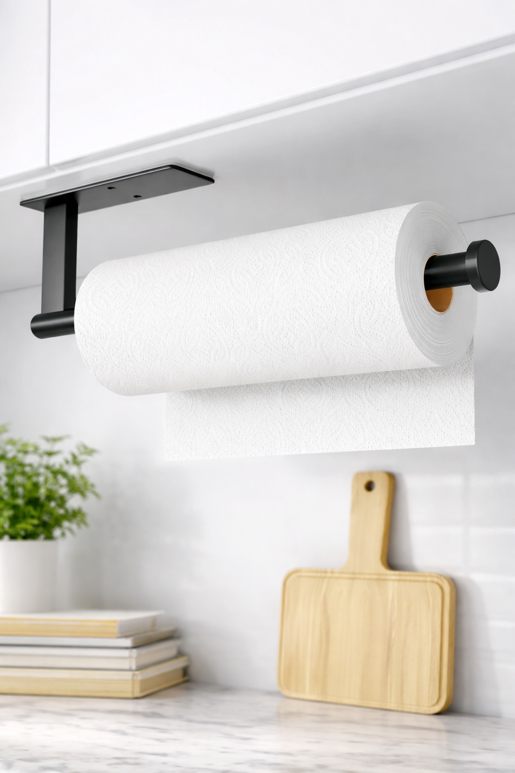 Sitara Black Under Cabinet Kitchen Roll Holder 33.5cm | Space-Saving Paper Towel Holder