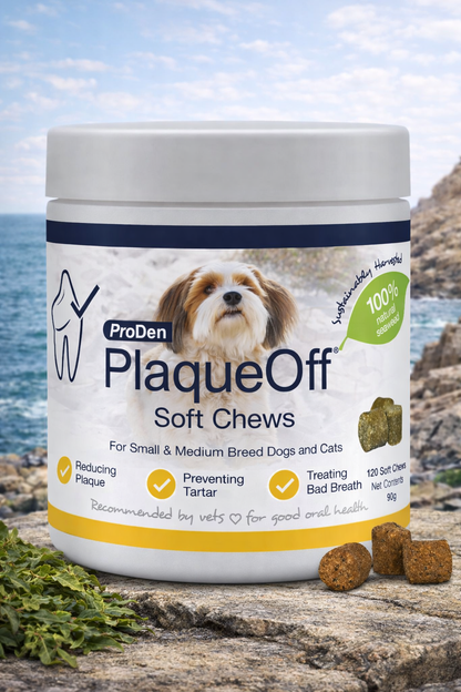 ProDen PlaqueOff 120 Soft Chews | Natural Plaque, Tartar & Bad Breath Remover for Small or Medium Dogs | Works Systemically Not by Abrasion or Chewing