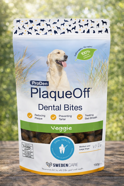 ProDen PlaqueOff Dental Bites for Dogs Tartar & Bad Breath Remover 100% Natural Teeth Cleaner and Tartar Remover - Improve Overall Oral Health - 150g