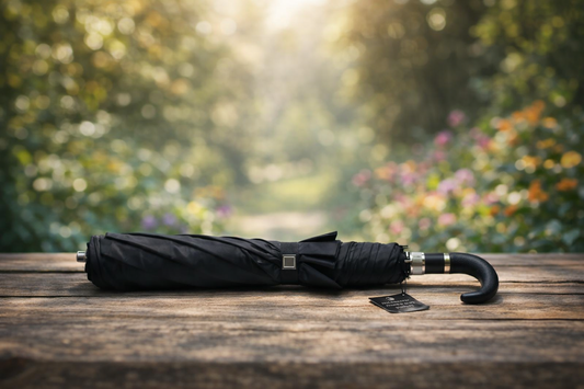 DID Men’s Black U-Shaped Umbrella | Windproof Walking Stick Handle | Strong Rain Protection