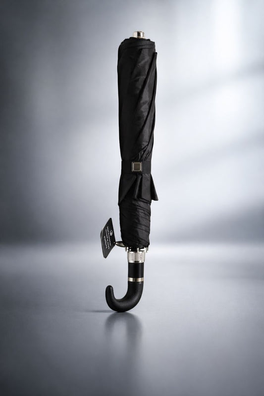 DID Men’s Black U-Shaped Umbrella | Windproof Walking Stick Handle | Strong Rain Protection