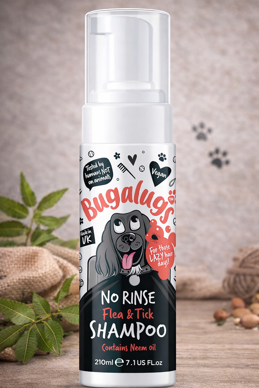 Flea and Tick Dog Shampoo by Bugalugs, Works on Smelly Puppies & Dogs, Contains Neem Oil PH Balanced Vegan Used by Professional Groom