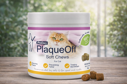ProDen PlaqueOff 120 Soft Chews | Natural Plaque, Tartar & Bad Breath Remover for Cats | Works Systemically Not by Abrasion or Chewing