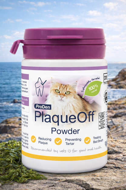 ProDen PlaqueOff 40g Powder for Cats, 100% Natural Tooth Care Powder, Protects Against Bad Breath, Helps with Tartar and Plaque
