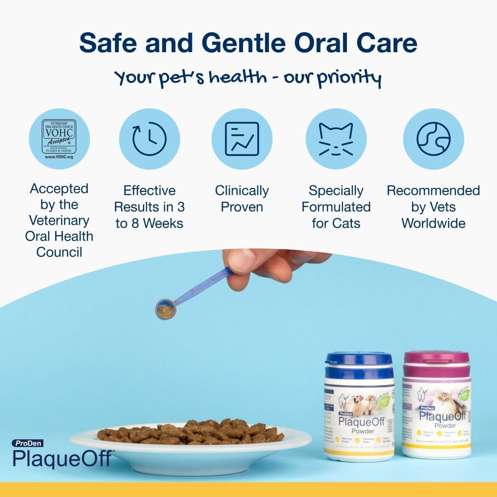 ProDen PlaqueOff Dental Bites Cat 60 g For Cats Bad Breath, Plaque, Tartar Brown (Bundle - Cat Bites & Powder)