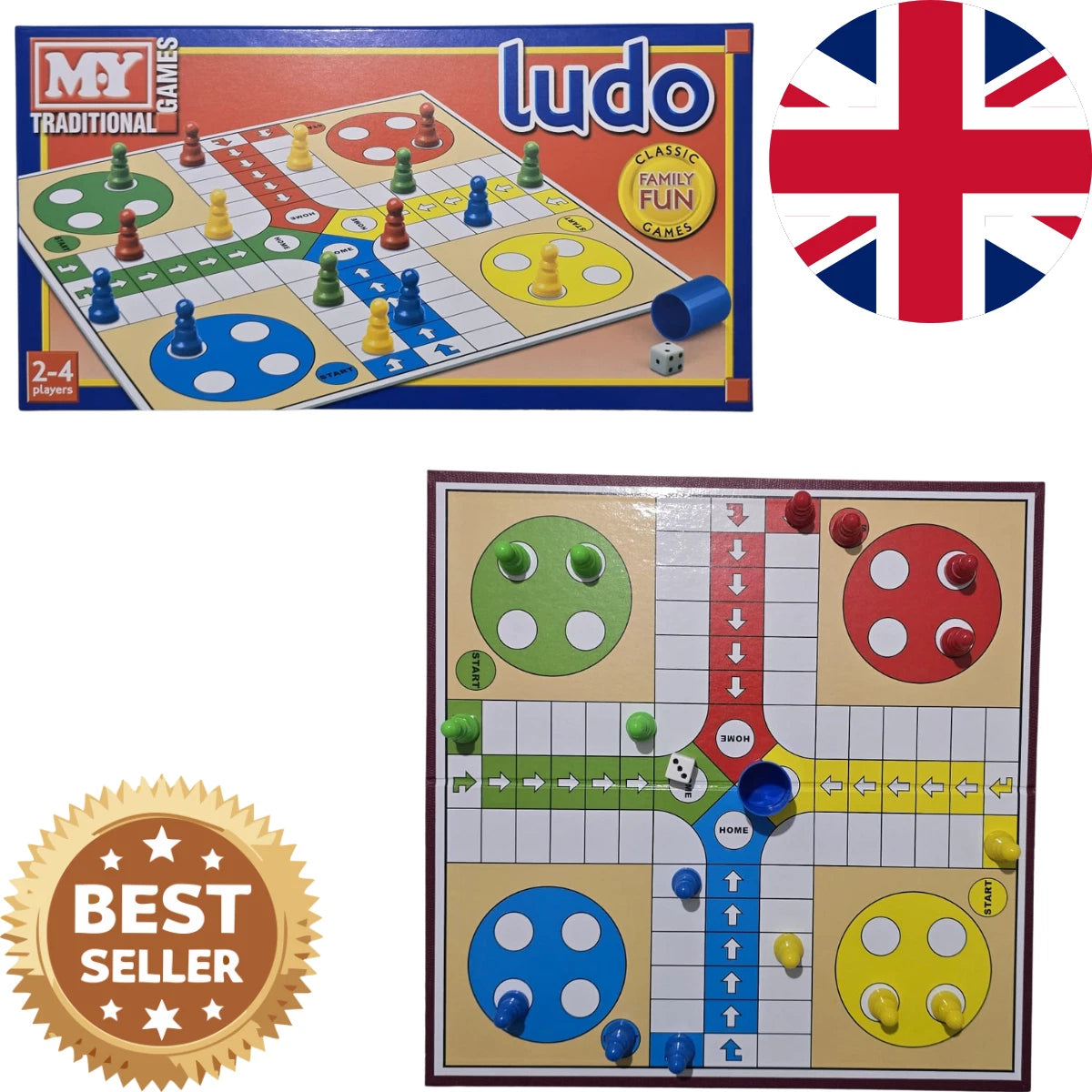 My Traditional Ludo Game Set Family Kids Fun Traditional Board Games-UK