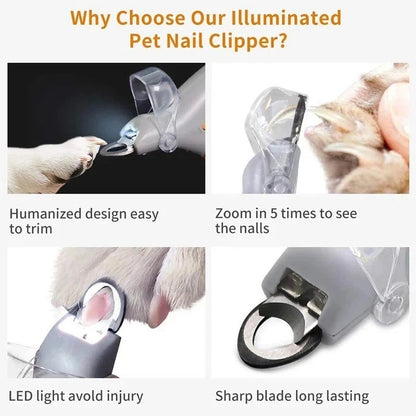 Professional Pet-Nail Clipper Scissors With-LED Light Cat Dog Nail Clippers Tool