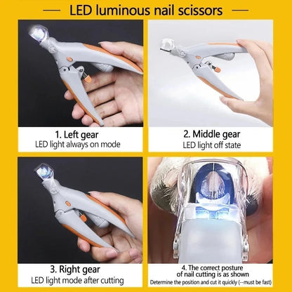 Professional Pet-Nail Clipper Scissors With-LED Light Cat Dog Nail Clippers Tool
