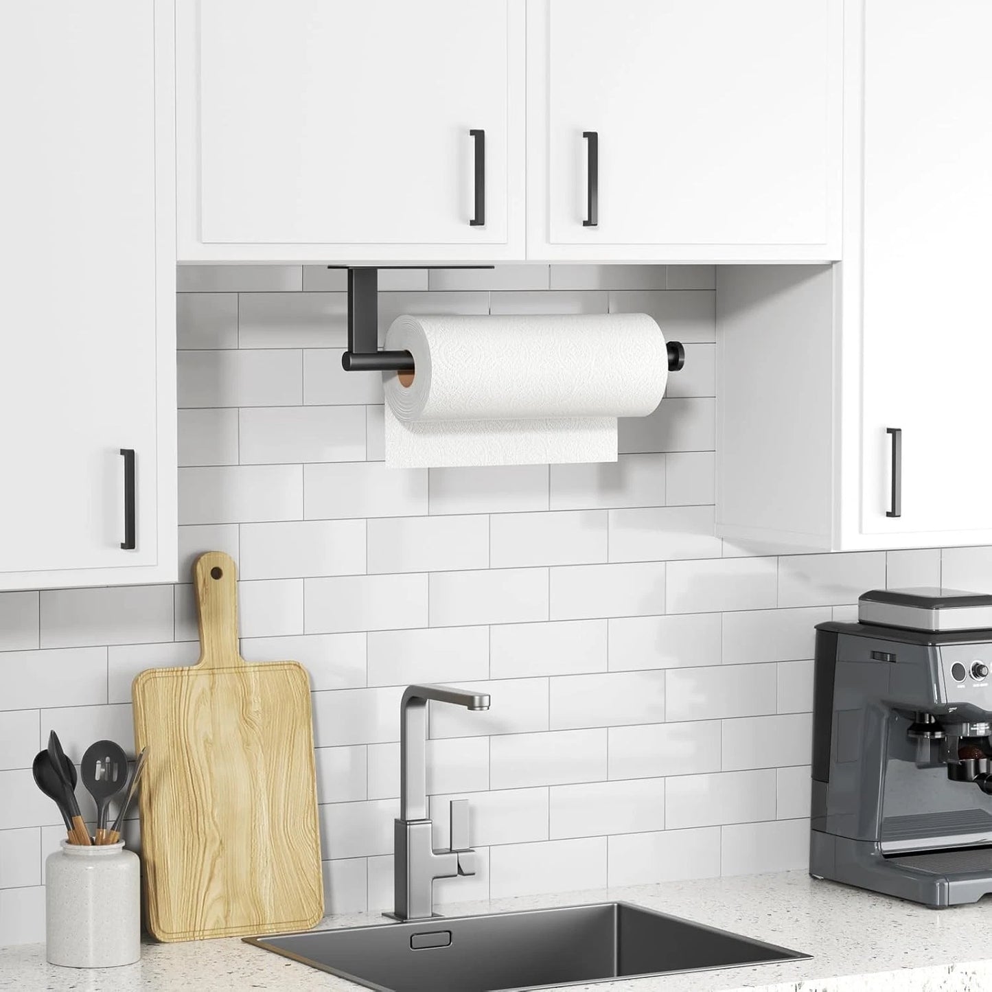 Sitara Black Under Cabinet Kitchen Roll Holder 33.5cm | Space-Saving Paper Towel Holder