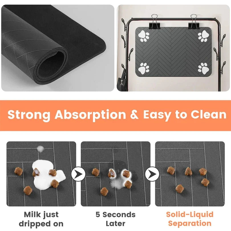 Absorbent Pet Bowl Mat for Mess-Free Feeding