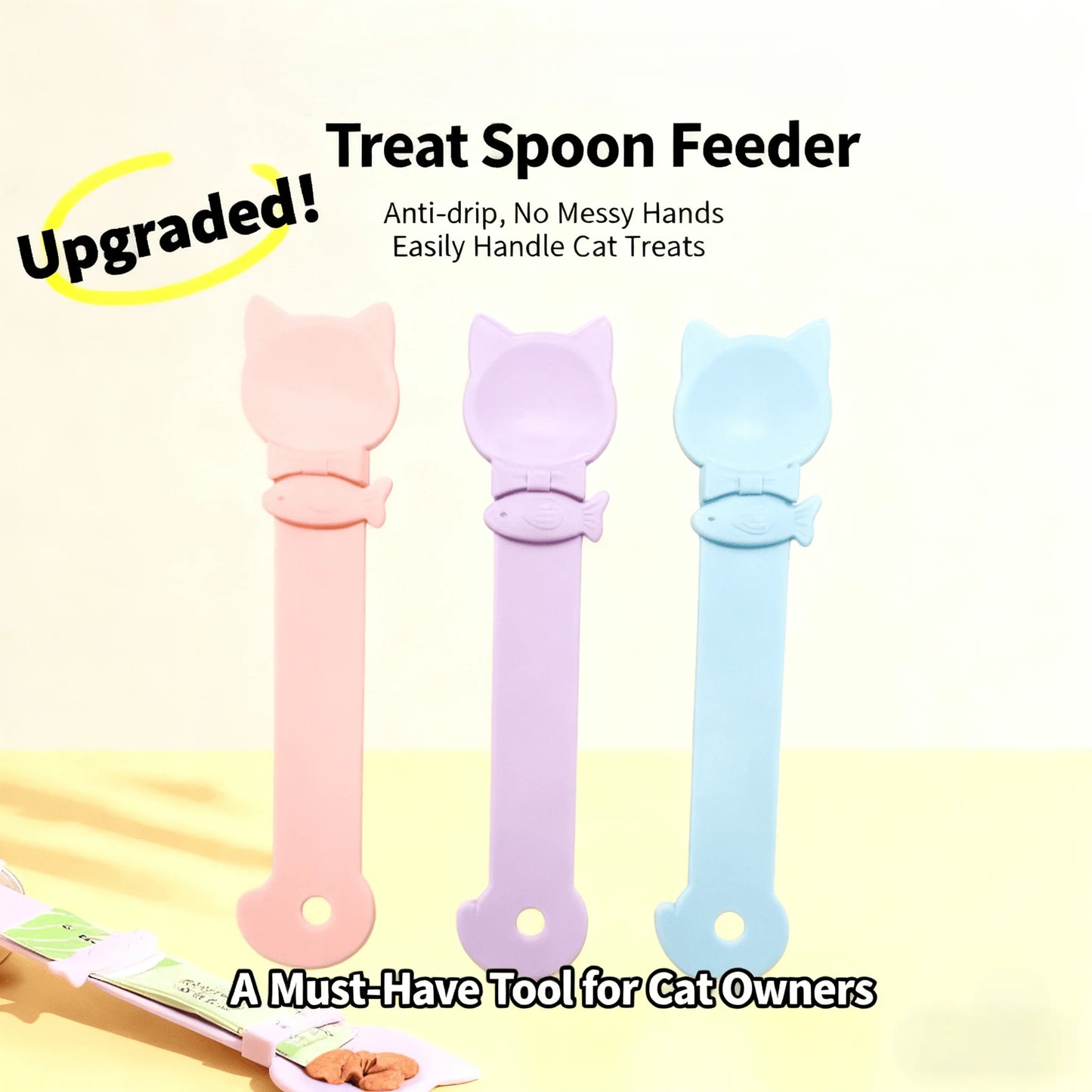 New cat food squeezer spoon for cat food; meat paste squeezer pet feeding spoon for cats supplies