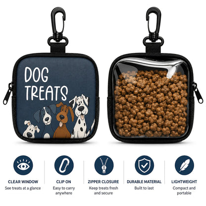 Portable Dog Snack Bag with Transparent Window and Zipper - Clip-on Training Snack Bag for Walking, Outdoors, and Daily Rewards