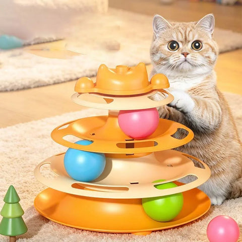Self-Play Cat Toy with Feather and Rolling Ball