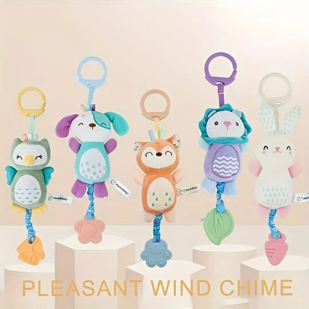 Plush Animal Wind Chime Hanging Toy with Bells for Baby Crib Mobile and Car Decor, Safe Cute Newborn Gift Nursery Room