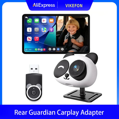 VIKEFON Cabin Care Wireless CarPlay Adapter 1080P HD Baby Car Camera 150° Wide-angle Night Vision split-screen Backseat Monitor