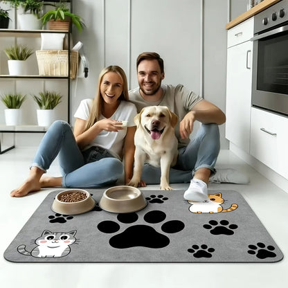 VIKAMA Cartoon Tiger-Striped Kitten Pet Meal Mat, Anti-Slip Cat Food Bowl Mat, Anti-Spill Household Pet Feeding Mat