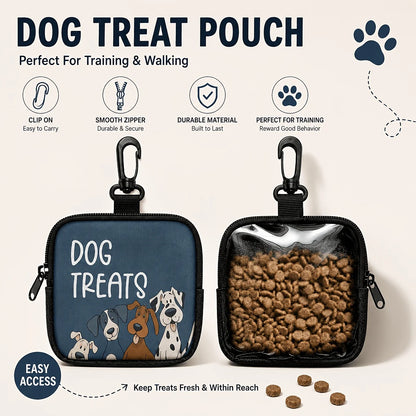 Portable Dog Snack Bag with Transparent Window and Zipper - Clip-on Training Snack Bag for Walking, Outdoors, and Daily Rewards