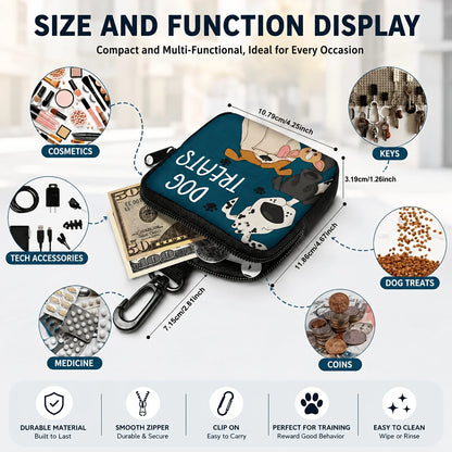 Portable Dog Snack Bag with Transparent Window and Zipper - Clip-on Training Snack Bag for Walking, Outdoors, and Daily Rewards