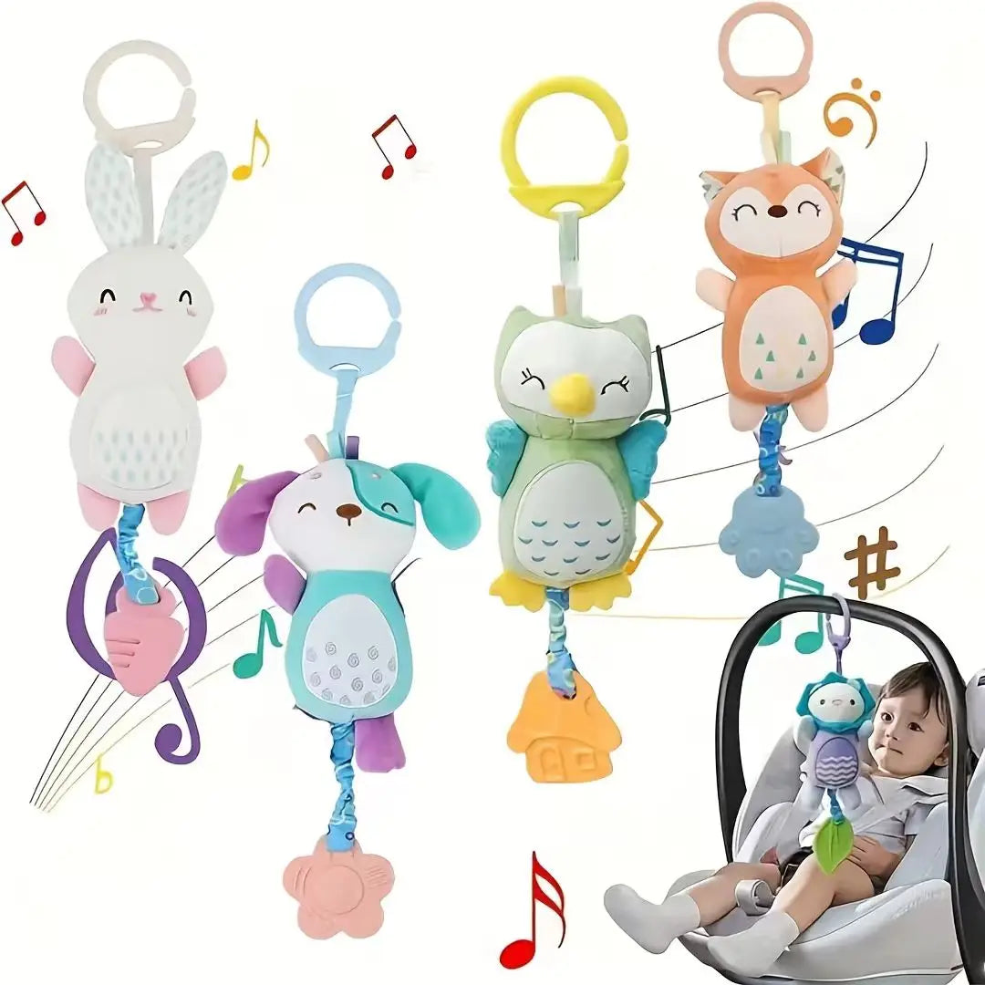 Plush Animal Wind Chime Hanging Toy with Bells for Baby Crib Mobile and Car Decor, Safe Cute Newborn Gift Nursery Room