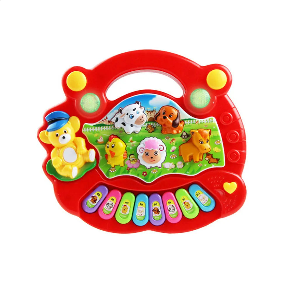 Farm Animal Kids Electronic Piano Toy Early Education Musical Instrument With Lights Sounds Red/Yellow 2026 Trending Sonidos