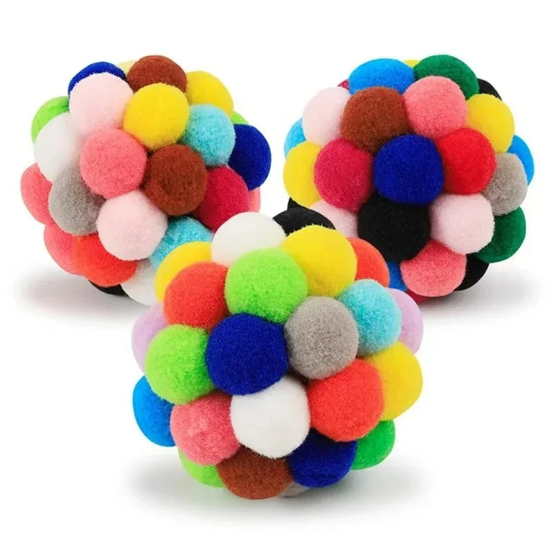 Hot cat  ball self-play ball boredom reliever cat teaser colorful yarn ball pet toyinteractive toy plush ball pet bouncy
