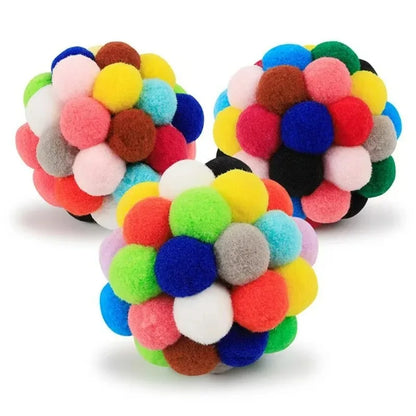 Hot cat  ball self-play ball boredom reliever cat teaser colorful yarn ball pet toyinteractive toy plush ball pet bouncy
