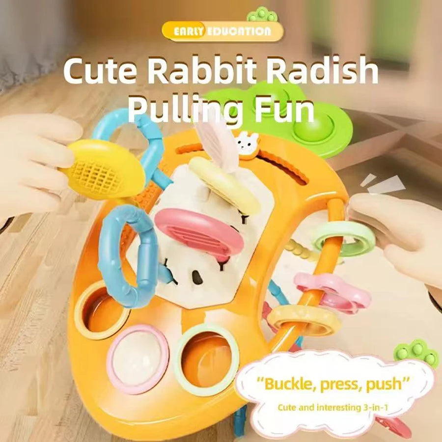 1pcs-Montessori Pull String Toys Cute Rabbit Radish Babies Sensory Toys Teethers Developmental Fine Motor Skills Toys Baby Gifts