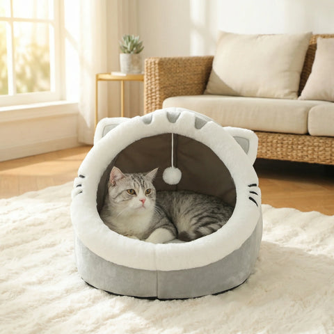 Cute Cozy Cat House Bed for Deep Sleep Comfort