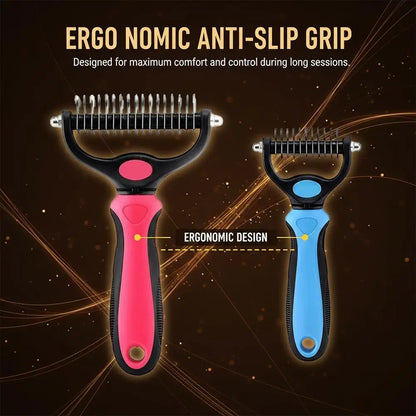New Dematting Comb for Dogs Cats Undercoat Rake Pet Brush for Long Hair Grooming Tool Deshedding Brush for Tangles Shedding Fur