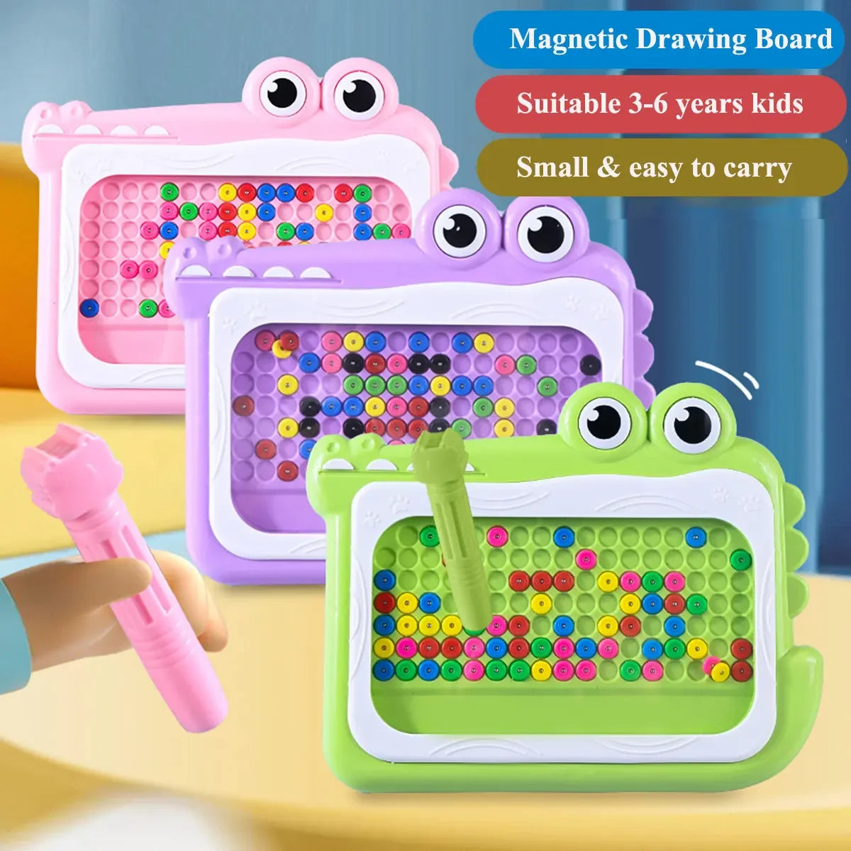 Magnetic Drawing Board For Kids Beads Doodle Writing Pad Educational Learning Toy Fine Motor Skills Travel Activity Gift For