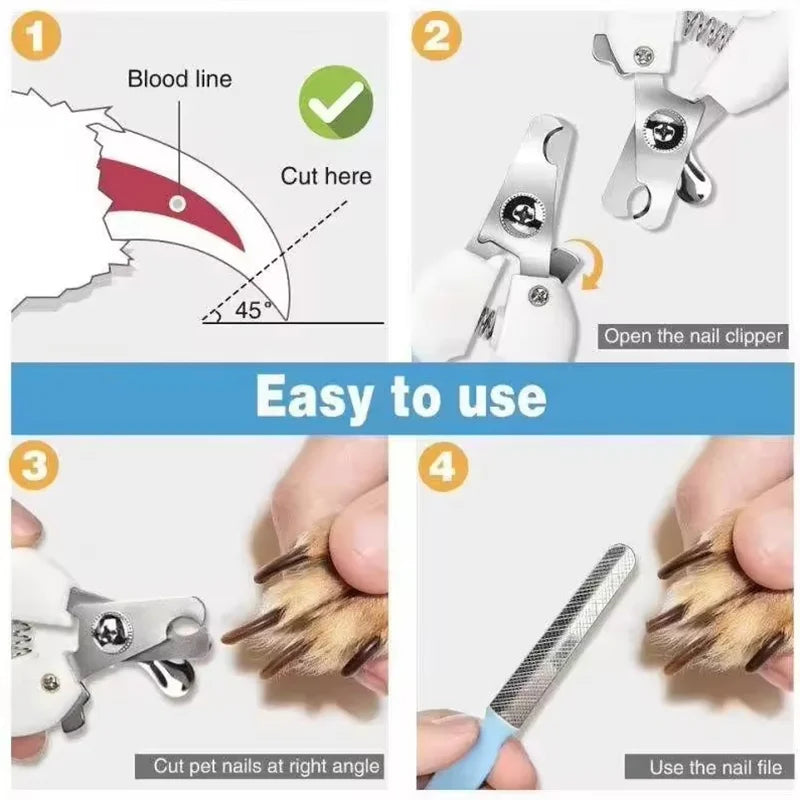 Professional Pet Nail Clipper Set Stainless Steel Dog Cat Trimmer Labor Saving With Safety Guard For Small Medium Pets Grooming