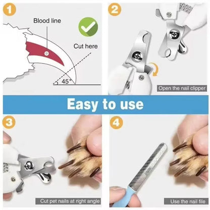 Professional Pet Nail Clipper Set Stainless Steel Dog Cat Trimmer Labor Saving With Safety Guard For Small Medium Pets Grooming